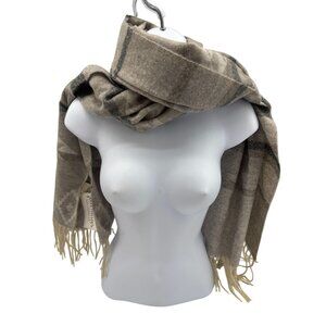 NWT Jean Marie Nordic Print Shawl Scarf One Size Beige Fringe Hem Cozy Travel